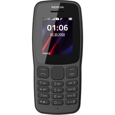 Мобильный телефон NOKIA 106 Dual SIM TA-1114, black - фото 17476