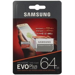 MicroSDXC 64GB Samsung Class10 U3 Ultra UHS-I EVO Plus 100MB/s