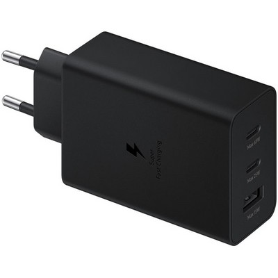 Сетевое зарядное устройство Samsung EP-T6530, 65 Вт PD 2xType-C+USB-A, черный - фото 18010