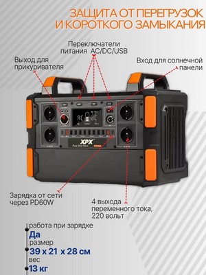 Портативная электростанция XPX T11/ 315000mAh/ 1200Вт - фото 21933