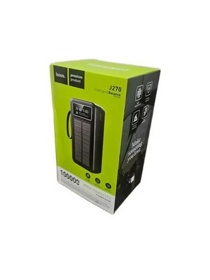 Внешний аккумулятор Hoco J270 100000 mAh с солнечной батареей, black - фото 21971