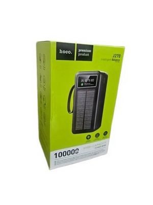 Внешний аккумулятор Hoco J270 100000 mAh с солнечной батареей, black - фото 21972