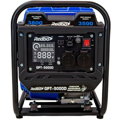 REDBO GPT-5000D Генератор бензиновый инверторный (223см3/ч, 3,5кВт/3,8 кВт, ручн.стартер, USB, ECO) - фото 22304
