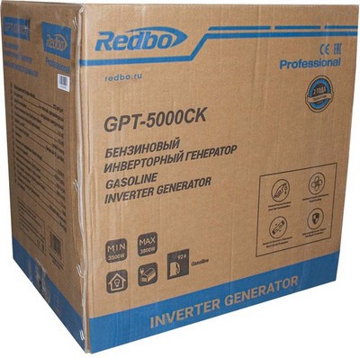 REDBO GPT-5000CK Генератор бензиновый инверторный (223см3, 3.5 кВт./3.8 кВт, ручной стартер) - фото 22313