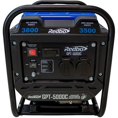 REDBO GPT-5000C Генератор бензиновый инверторный (223см3/ч, 3,5кВт/3,8 кВт, ручн.стартер, ECO) - фото 22319
