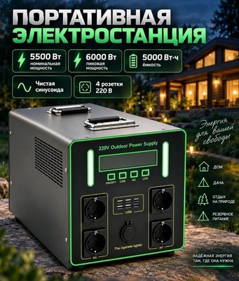 Портативная электростанция OUTDOOR POWER SUPPLY 5000W-1350000mAh - фото 22422