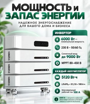 Гибридный инвертор YONGMIN 6000W/5120Wh - фото 22482