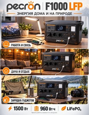 Портативная электростанция PECRON F1000LFP-1500W-300000mAh - фото 22542