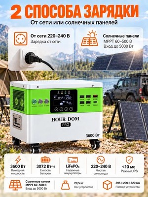 Портативная электростанция HOUR DOM PRO 3600W-830000mAh - фото 22554