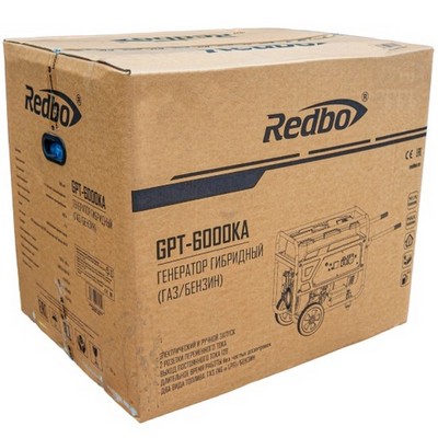 REDBO GPT-6000KA Генератор гибридный (газ/бензин) (5 кВт/5.5 кВт, ручной/электро стартер) - фото 22624