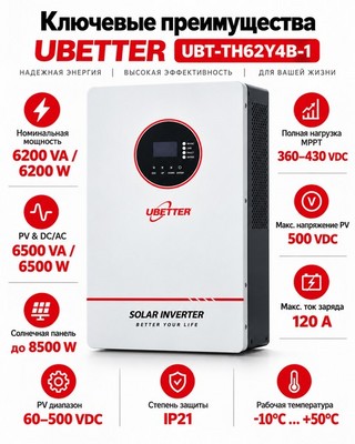 Солнечный инвертор UBETTER UBT-TH62Y4B-1 - фото 22670