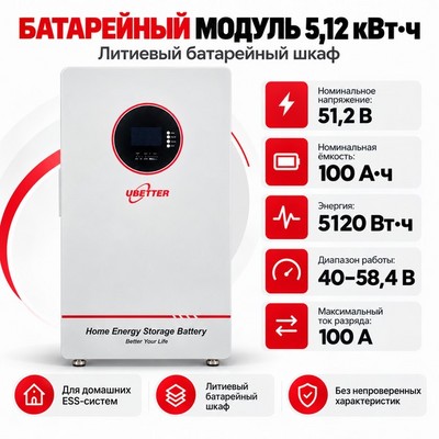 Литиевый батарейный шкаф UBETTER UBT-D05KWH-B02 5кВт ч - фото 22694