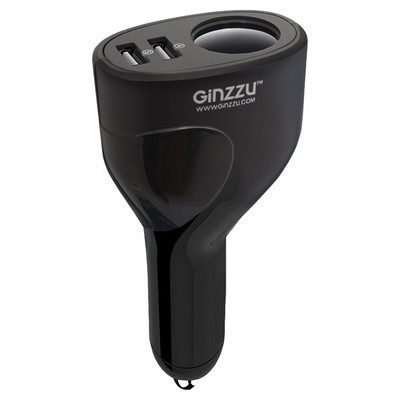 Разветвитель Ginzzu GA-4715UB, АЗУ 5В/3.0А, 2xUSB + розетка - фото 7798