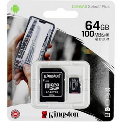 Карта памяти MicroSD Kingston Canvas Select Plus 64 ГБ (SDCS2/64GB) 100MB/S