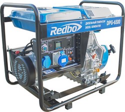 REDBO DPG-6500 Генератор дизельный (6.5 кВт/7.0 кВт, ручной/электро стартер, 498см3, дисплей)