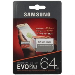 MicroSDXC 64GB Samsung Class10 U3 Ultra UHS-I EVO Plus 100MB/s